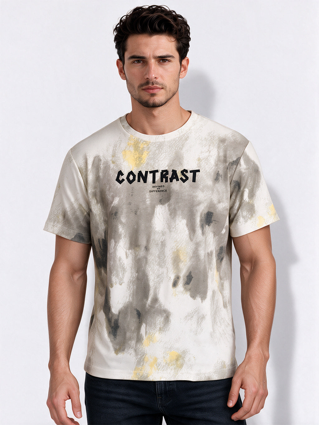 Men's Blended Printed Round Neck Regular Fit T-Shirt