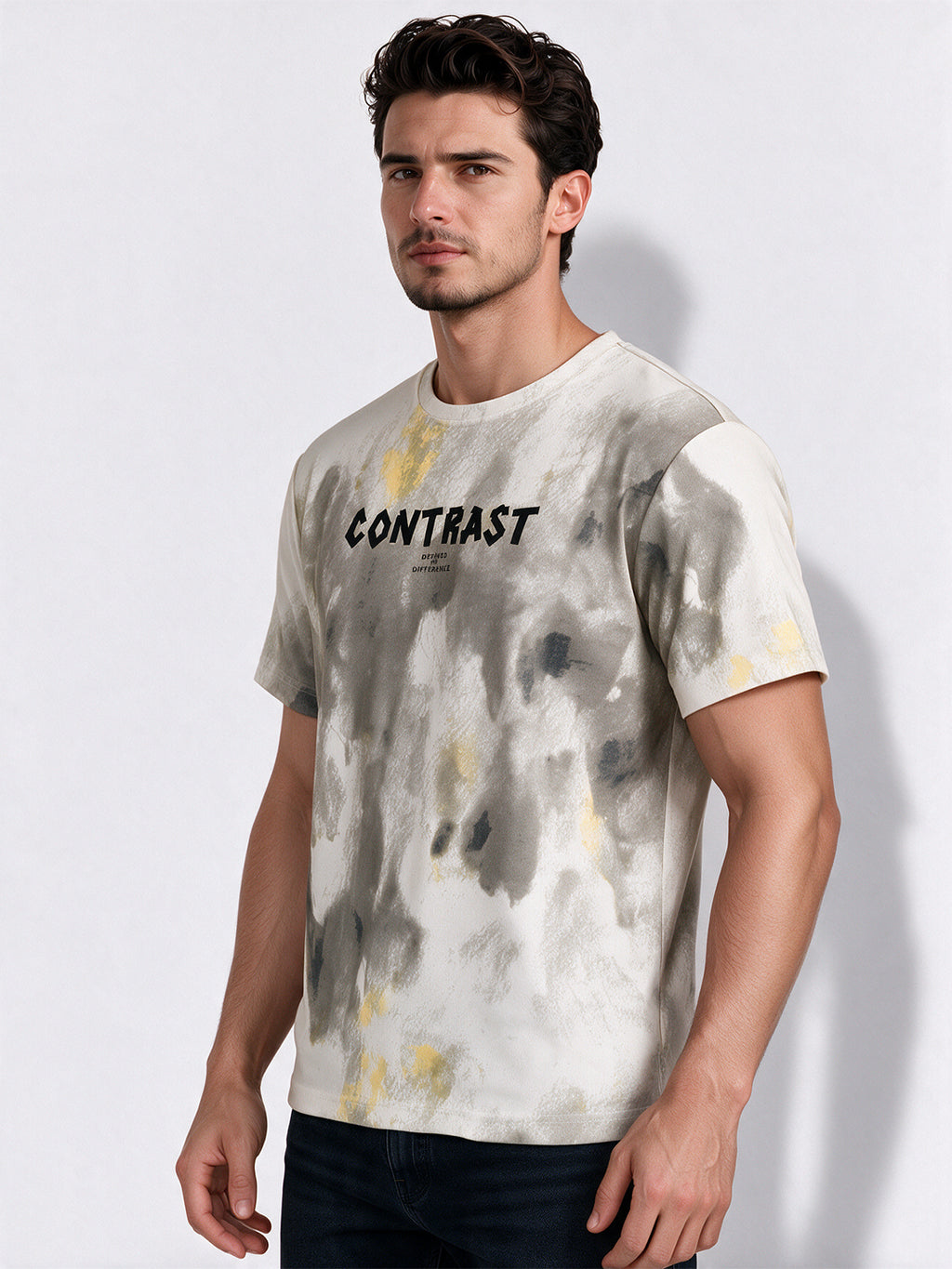 Men's Blended Printed Round Neck Regular Fit T-Shirt