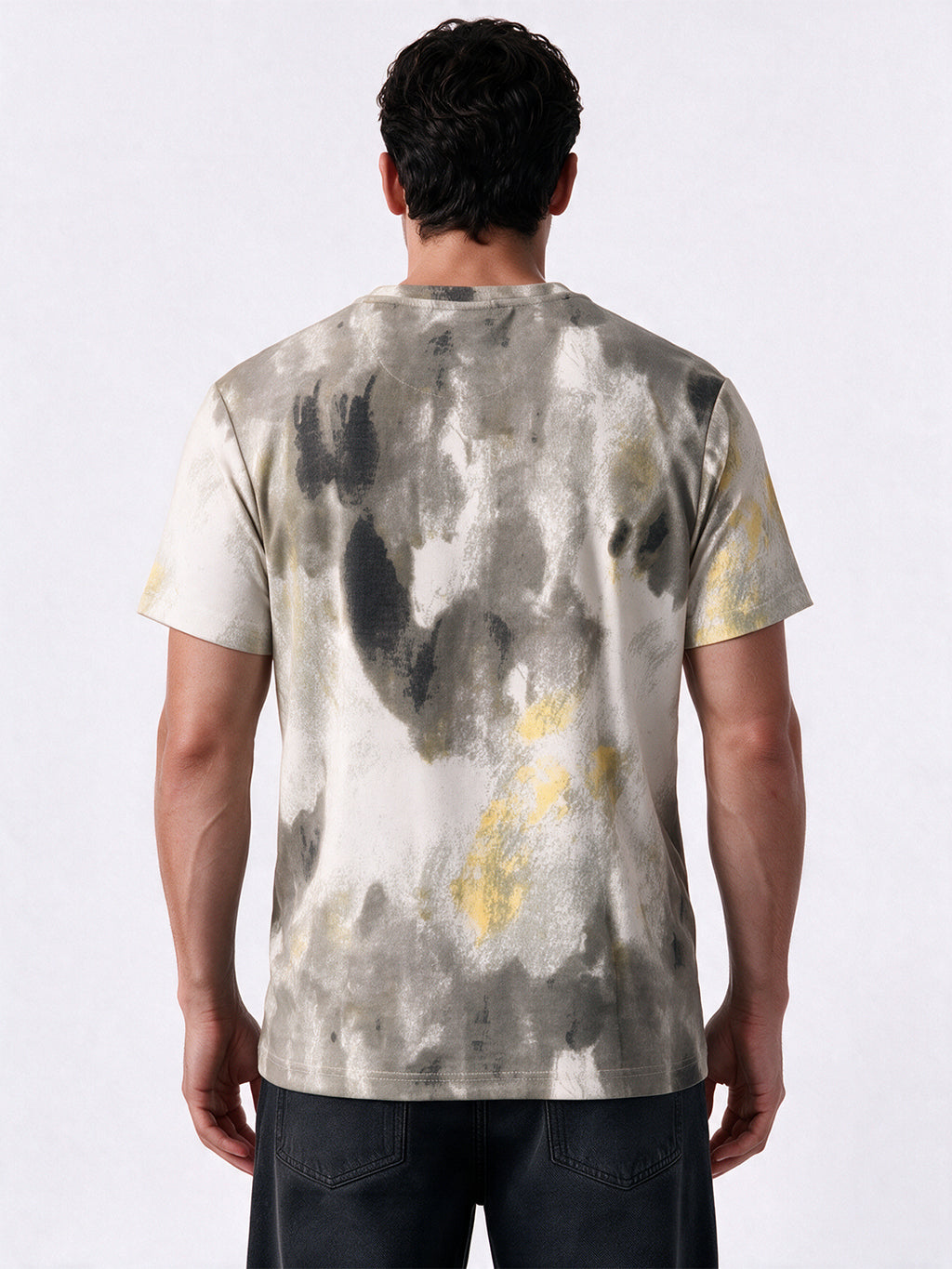 Men's Blended Printed Round Neck Regular Fit T-Shirt