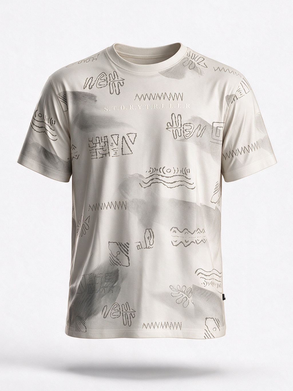 Men's Blended Printed Round Neck Regular Fit T-Shirt