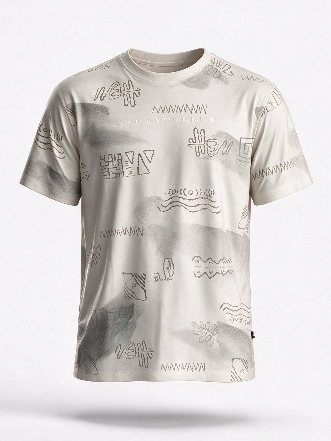 Men's Blended Printed Round Neck Regular Fit T-Shirt