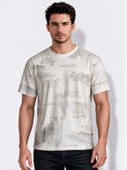 Men's Blended Printed Round Neck Regular Fit T-Shirt