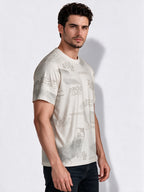 Men's Blended Printed Round Neck Regular Fit T-Shirt