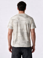Men's Blended Printed Round Neck Regular Fit T-Shirt