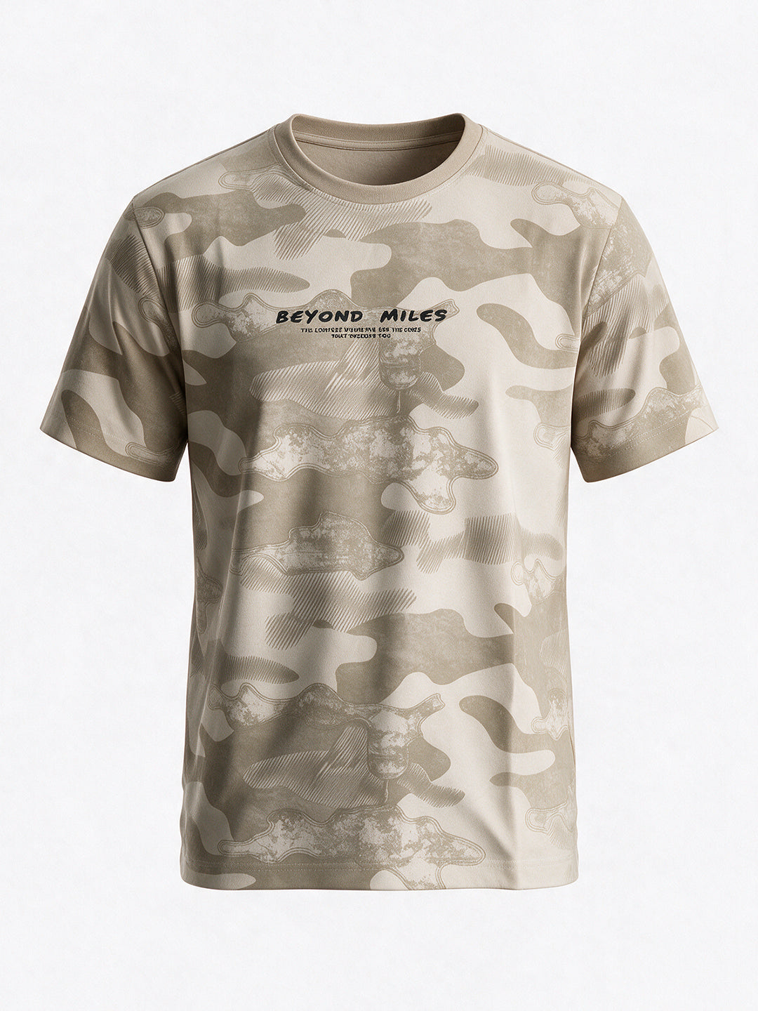 Men's Blended Printed Round Neck Regular Fit T-Shirt