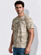 Men's Blended Printed Round Neck Regular Fit T-Shirt