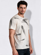 Men's Blended Printed Round Neck Regular Fit T-Shirt