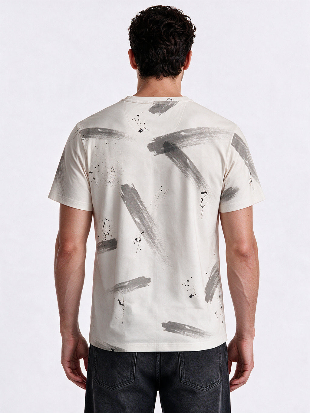 Men's Blended Printed Round Neck Regular Fit T-Shirt