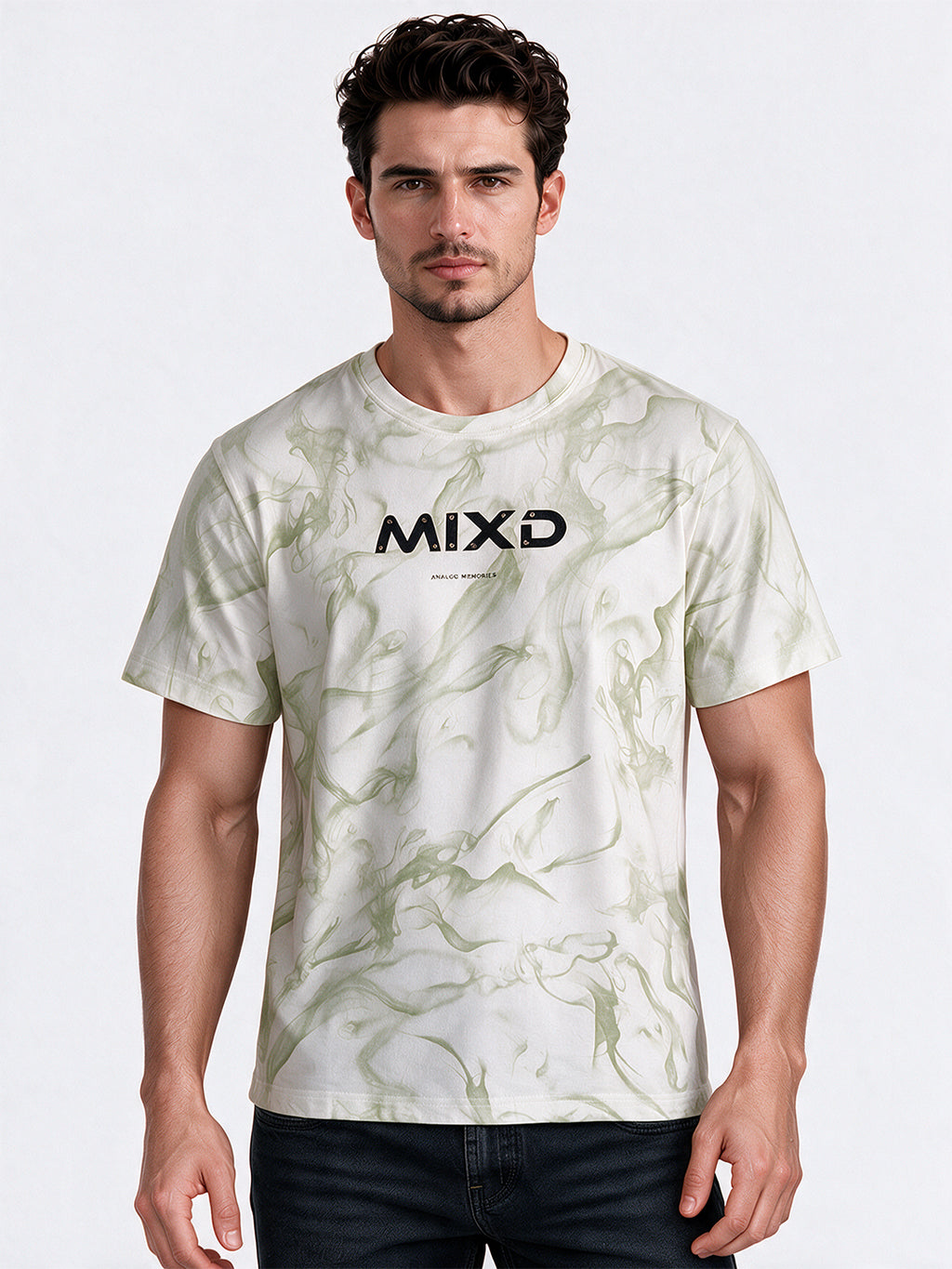Printed Round Neck Blended Regular Fit T-Shirt