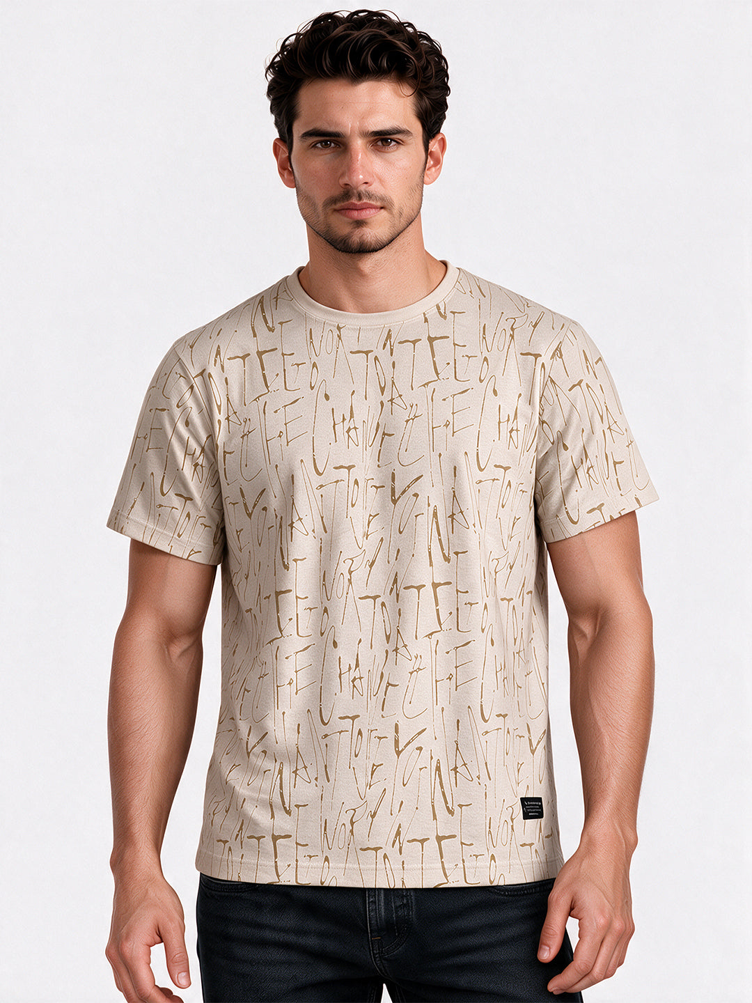 Burnout Round Neck Blended Regular Fit T-Shirt