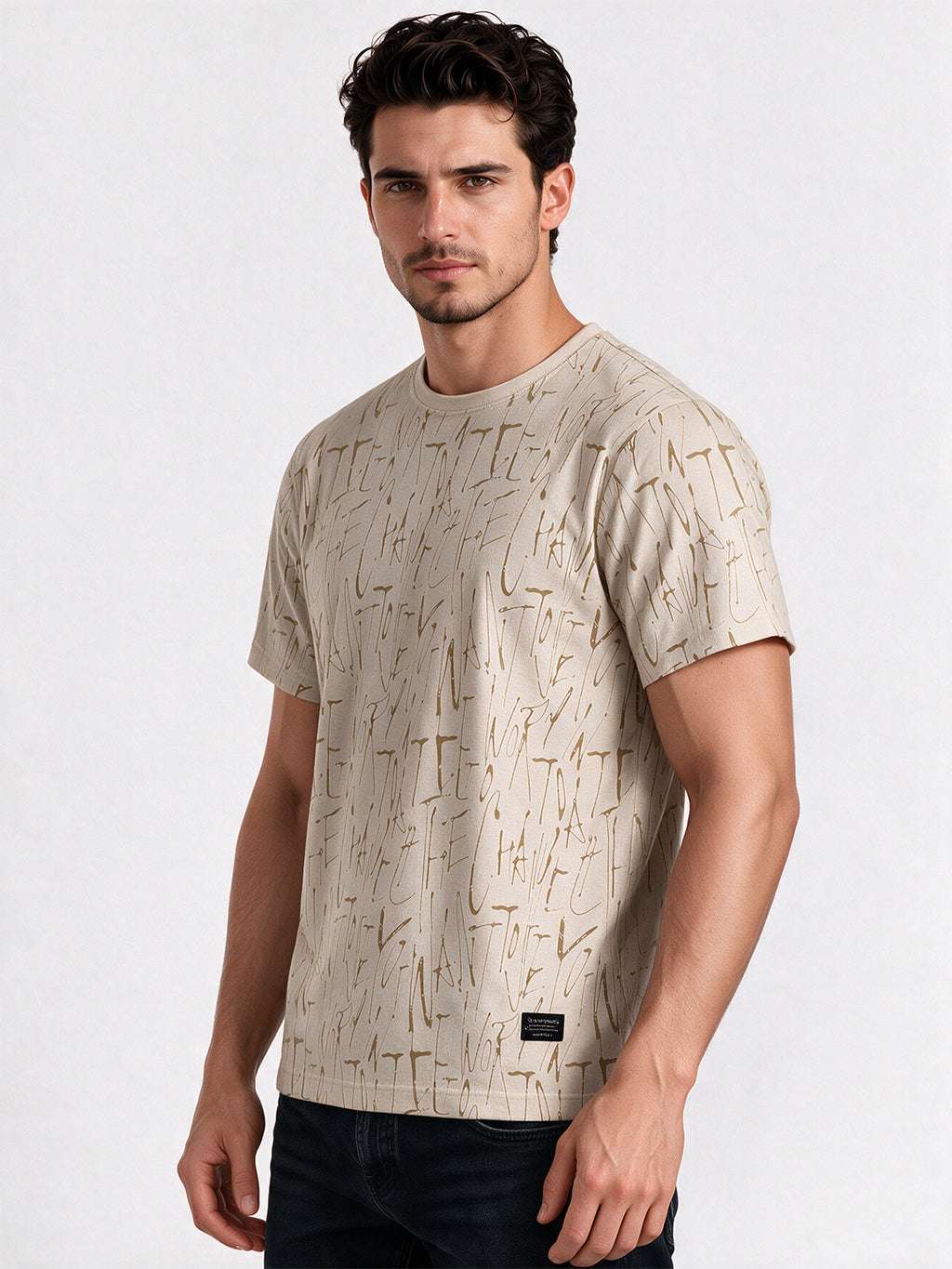 Burnout Round Neck Blended Regular Fit T-Shirt