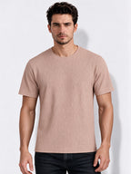 Men's Blended Jacquard Round Neck Regular Fit T-Shirt