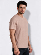 Men's Blended Jacquard Round Neck Regular Fit T-Shirt