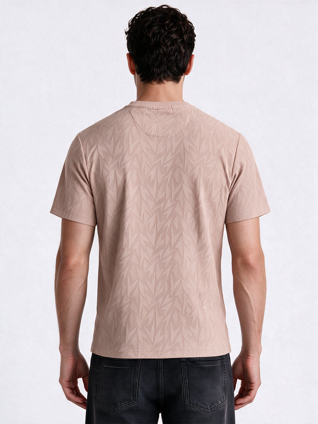 Men's Blended Jacquard Round Neck Regular Fit T-Shirt