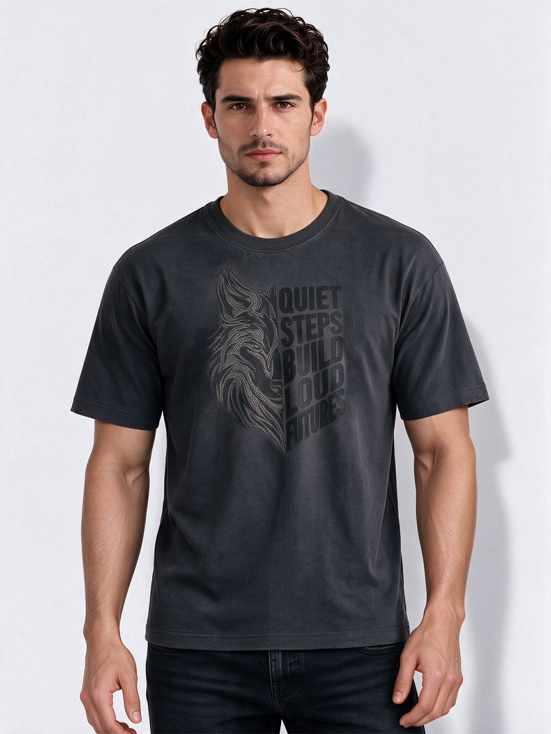 Men's Cotton Blend Printed Round Neck Regular Fit T-Shirt
