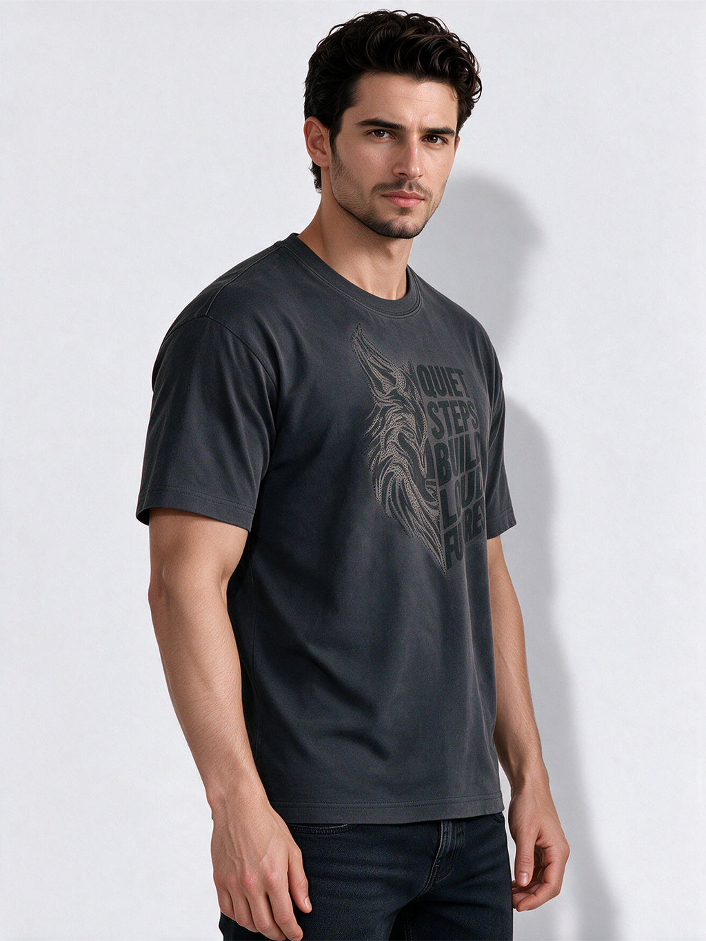 Men's Cotton Blend Printed Round Neck Regular Fit T-Shirt