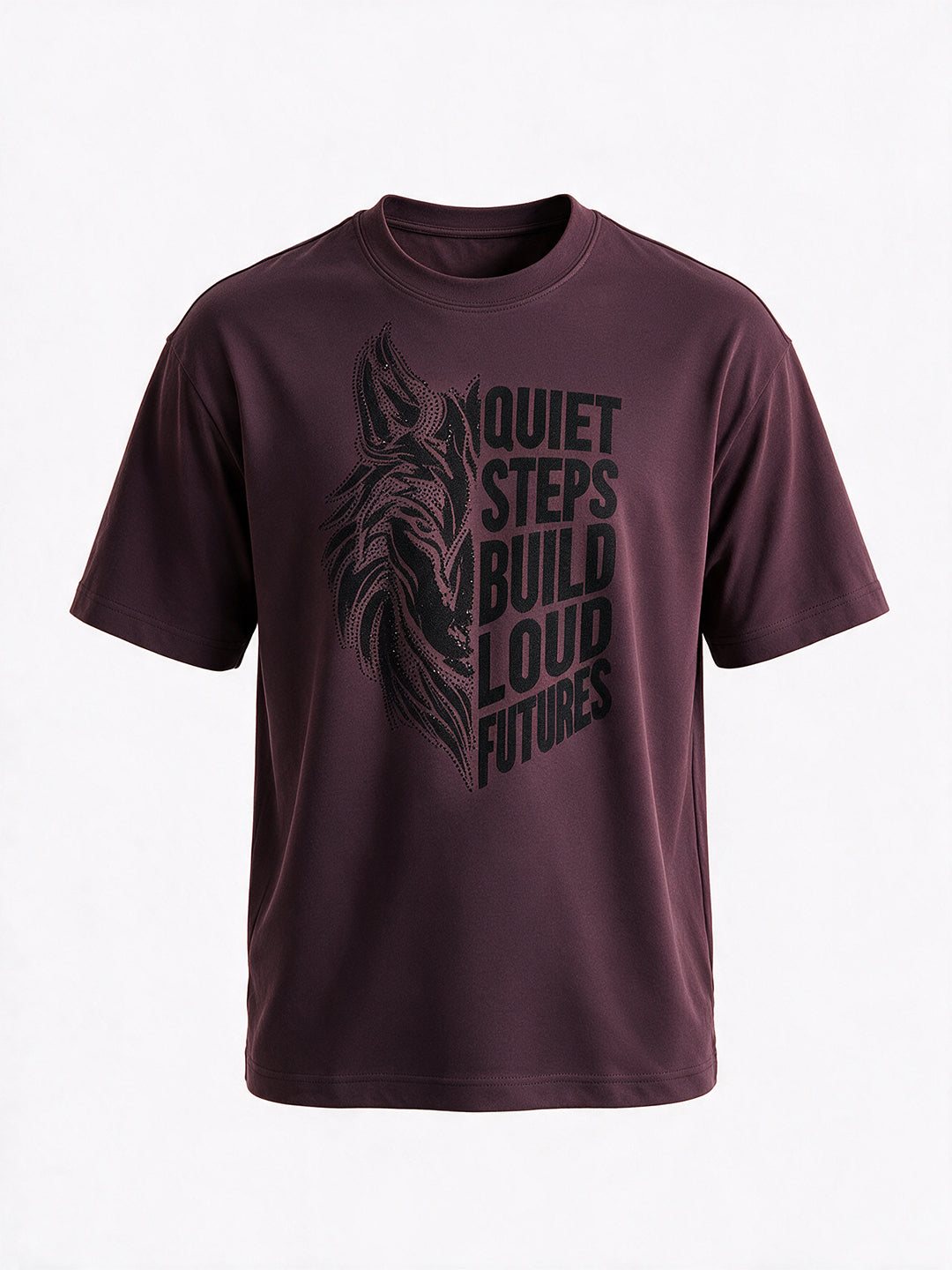 Wine Printed Round Neck Tshirt Secondary image