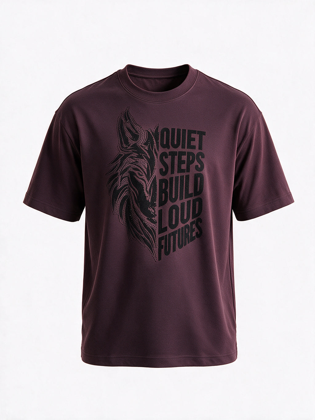 Wine Printed Round Neck Tshirt