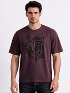 Wine Printed Round Neck Tshirt