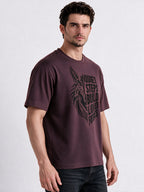Wine Printed Round Neck Tshirt