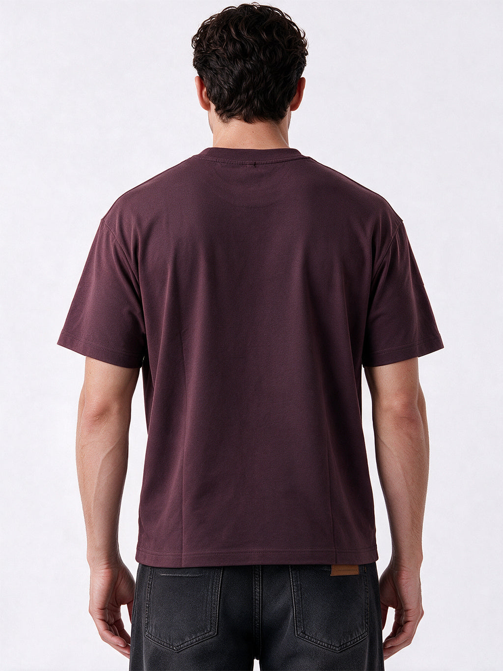 Wine Printed Round Neck Tshirt