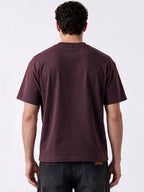 Wine Printed Round Neck Tshirt