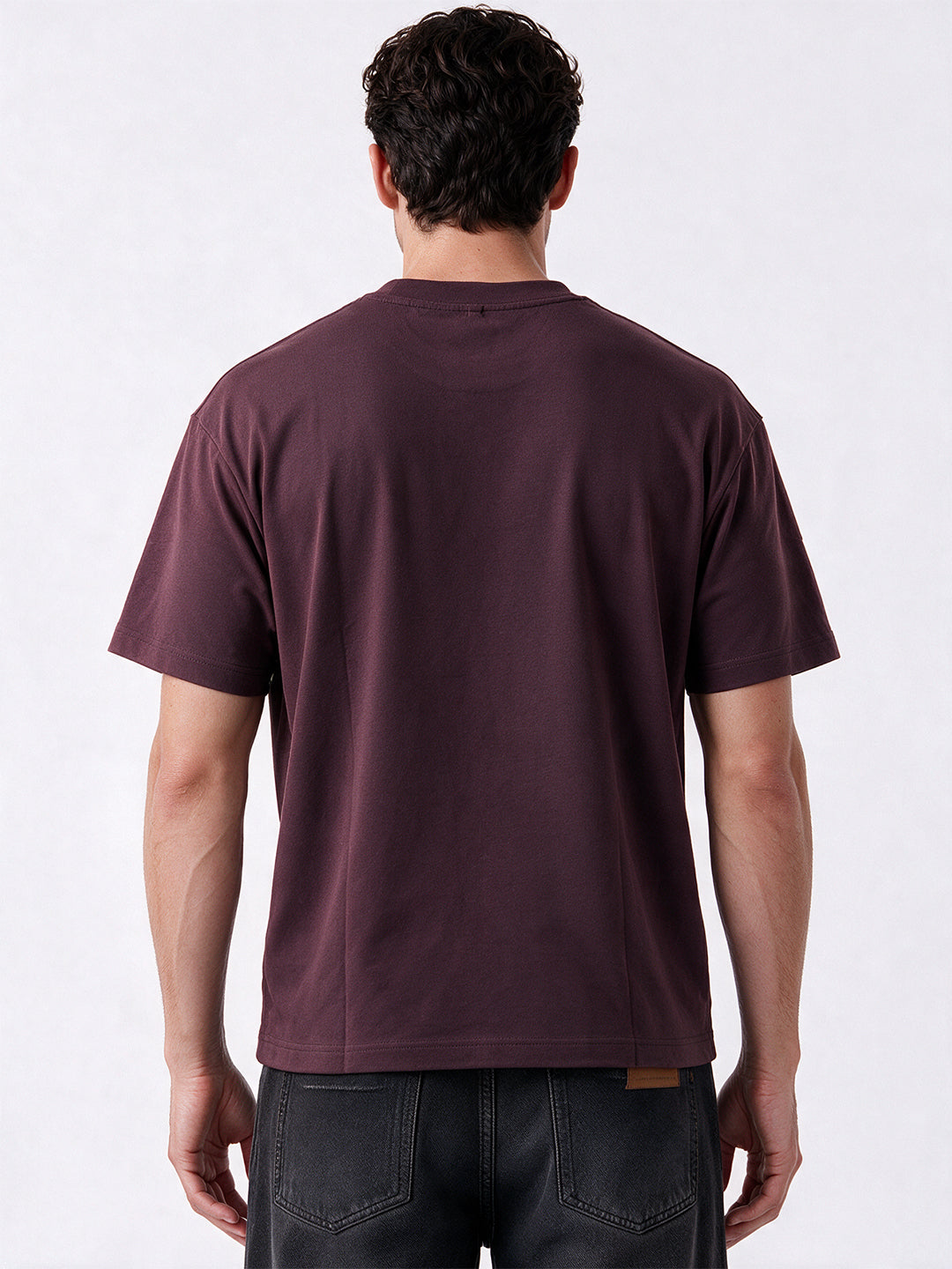 Wine Printed Round Neck Tshirt