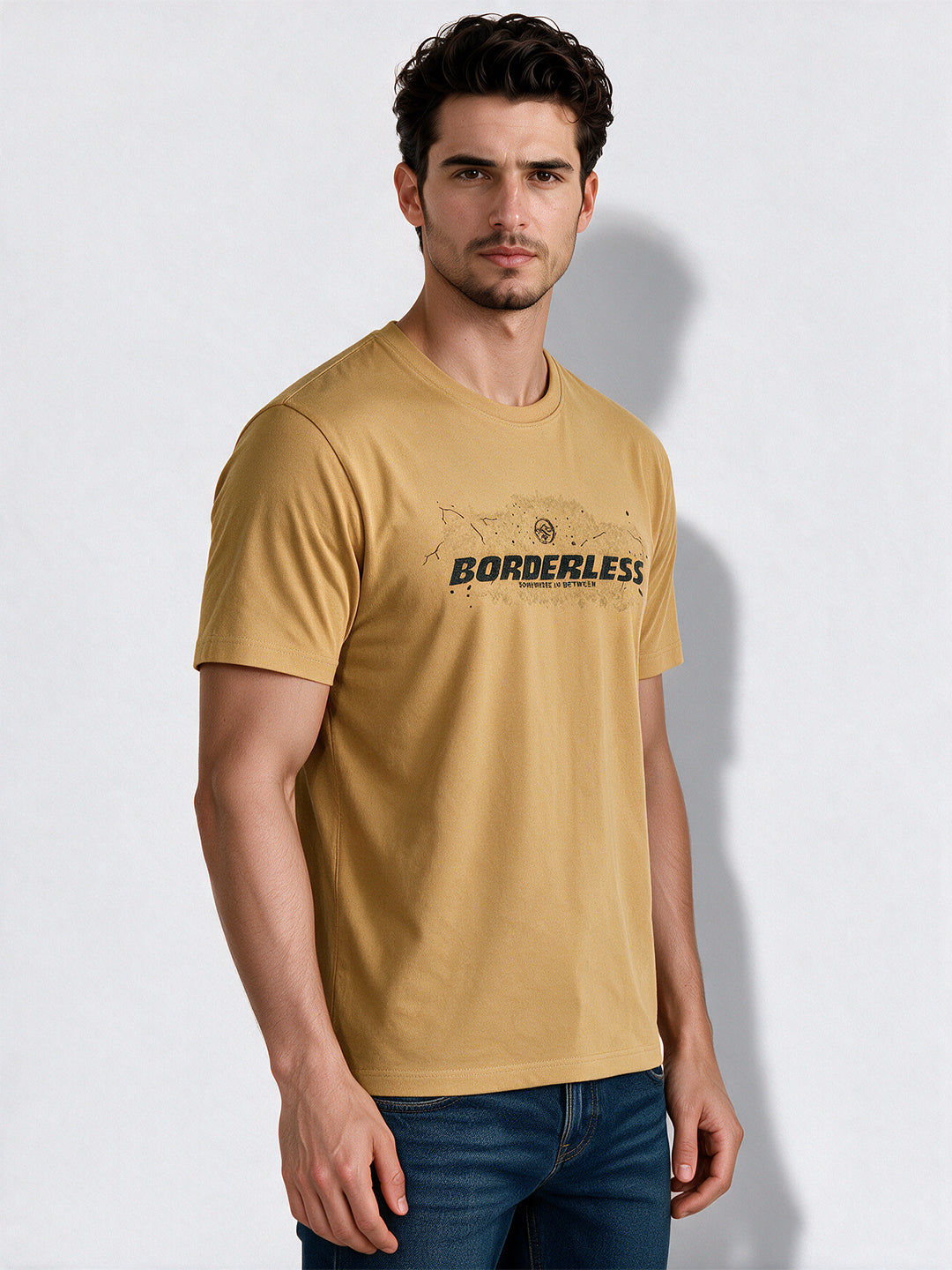 Men's Cotton Blend Printed Round Neck Regular Fit T-Shirt