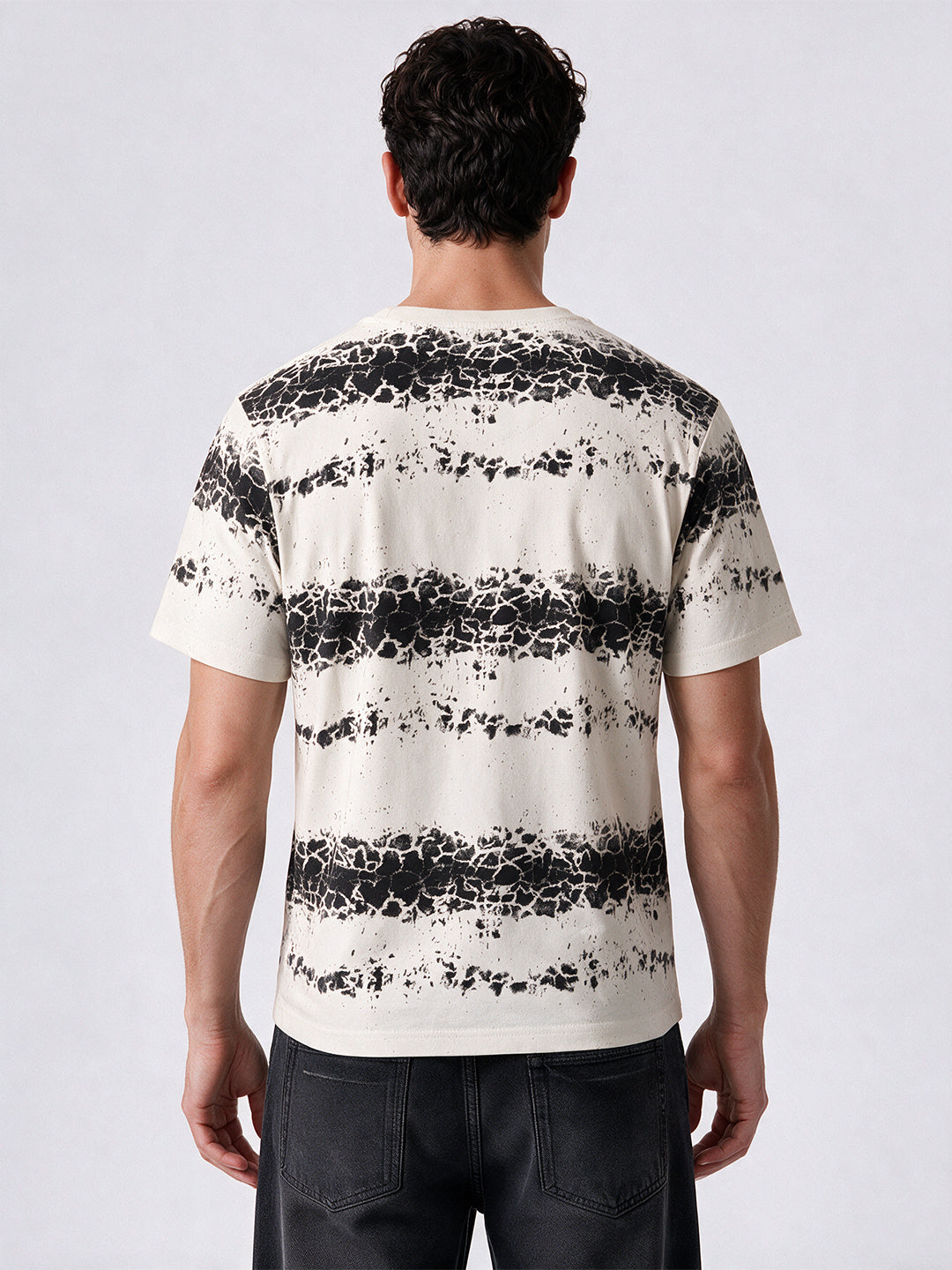 Men's Blended Printed Round Neck Regular Fit T-Shirt