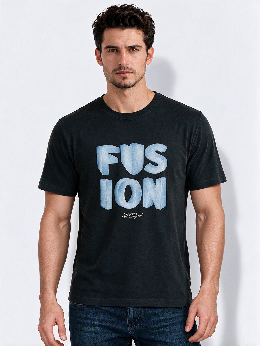 Men's Cotton Blend Printed Round Neck Regular Fit T-Shirt