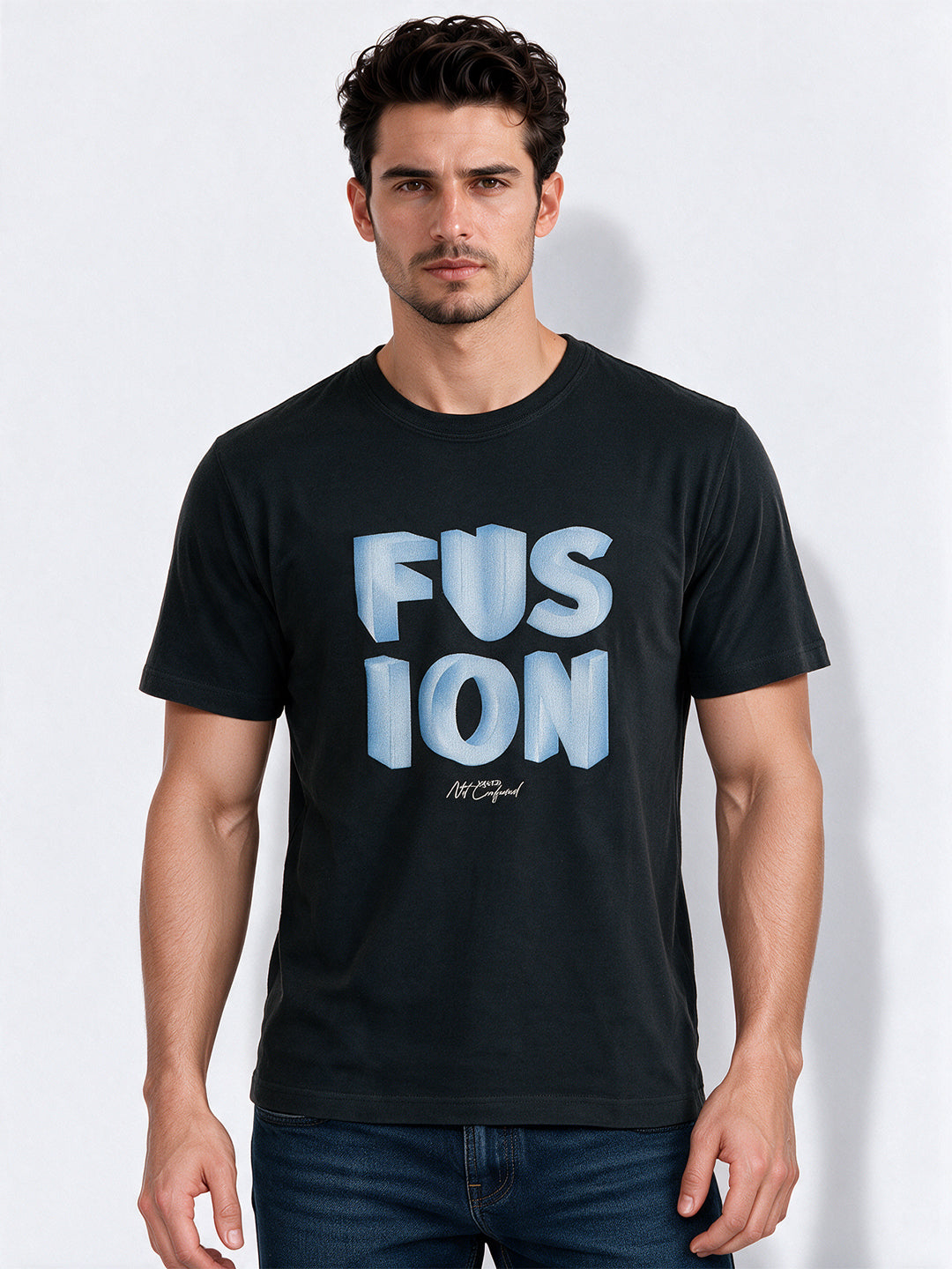 Men's Cotton Blend Printed Round Neck Regular Fit T-Shirt
