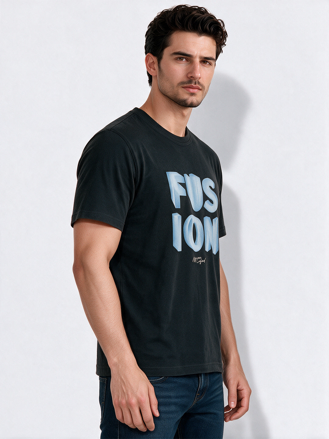Men's Cotton Blend Printed Round Neck Regular Fit T-Shirt