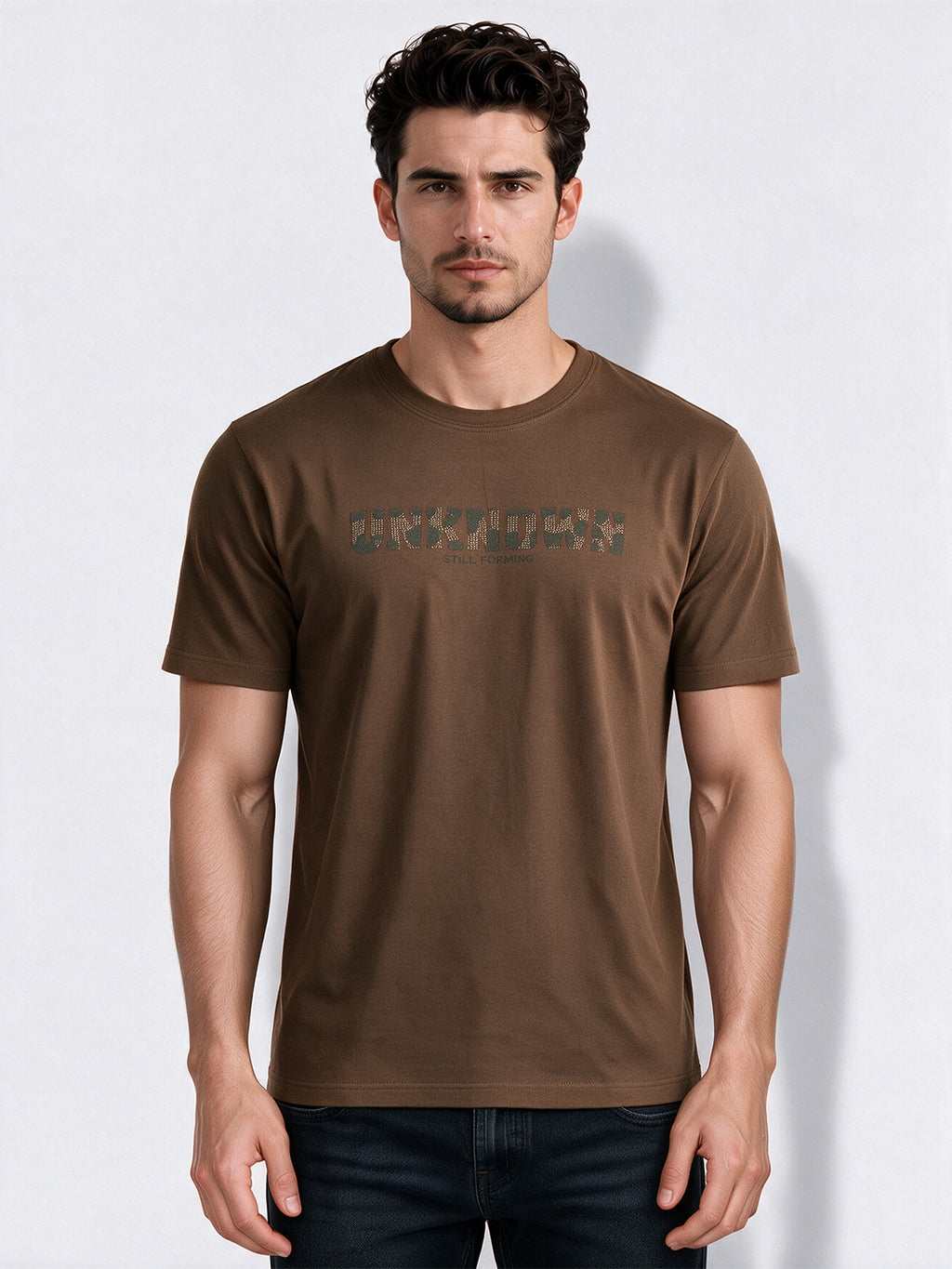 Men's Cotton Blend Printed Round Neck Regular Fit T-Shirt