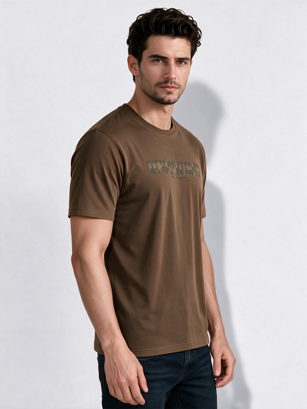 Men's Cotton Blend Printed Round Neck Regular Fit T-Shirt