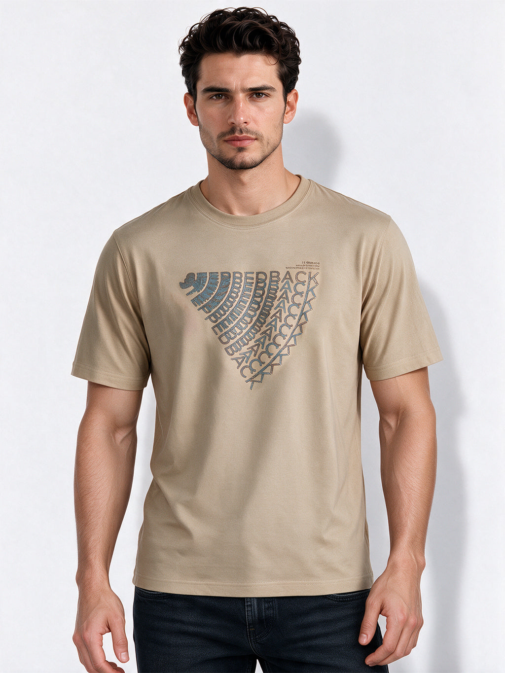 Men's Cotton Blend Printed Round Neck Regular Fit T-Shirt