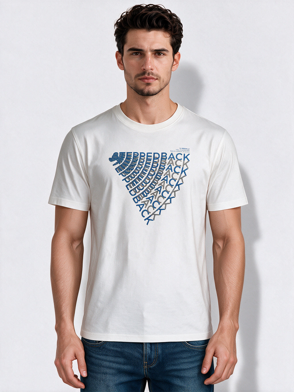 Men's Cotton Blend Printed Round Neck Regular Fit T-Shirt
