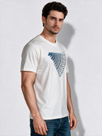Men's Cotton Blend Printed Round Neck Regular Fit T-Shirt