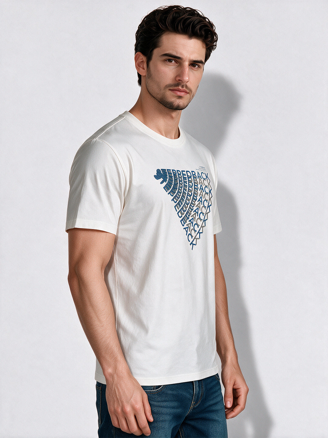 Men's Cotton Blend Printed Round Neck Regular Fit T-Shirt