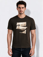 Men's Cotton Blend Printed Round Neck Regular Fit T-Shirt