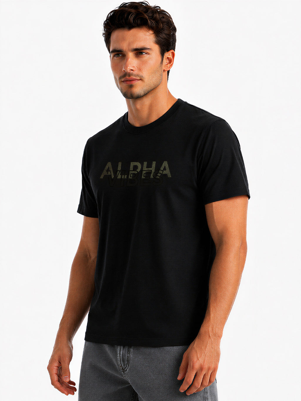Printed Round Neck Regular Fit T-Shirt