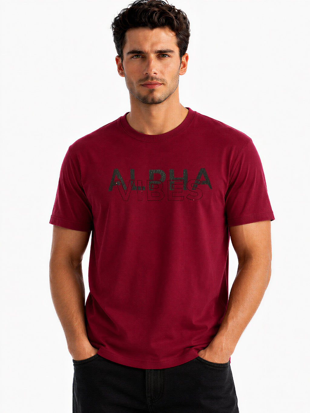 Overlapping Typography Printed T-shirt