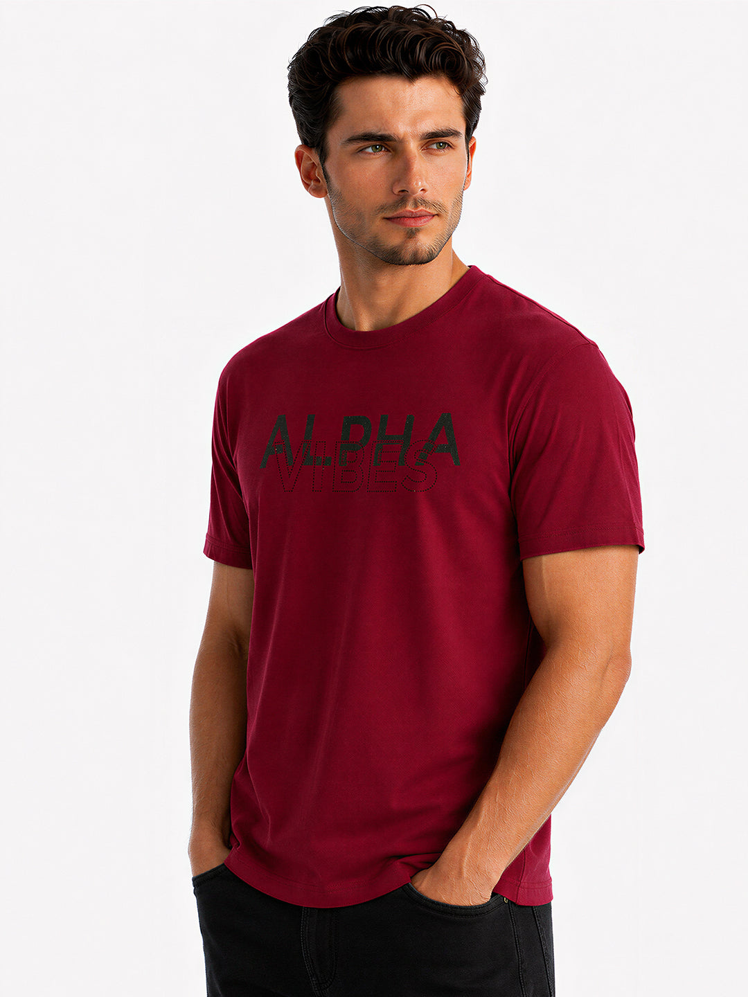 Overlapping Typography Printed T-shirt