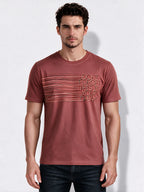 Men's Cotton Blend Printed Round Neck Regular Fit T-Shirt