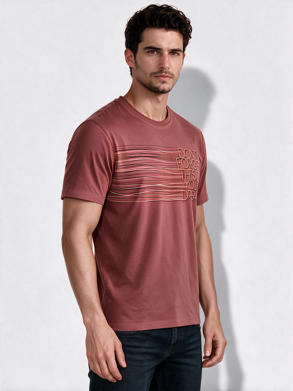 Men's Cotton Blend Printed Round Neck Regular Fit T-Shirt