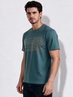 Men's Cotton Blend Printed Round Neck Regular Fit T-Shirt