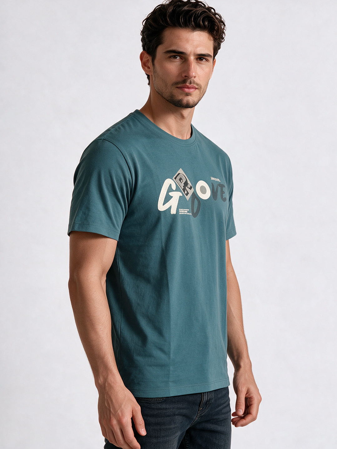 Men's Printed Round Neck Regular Fit T-Shirt