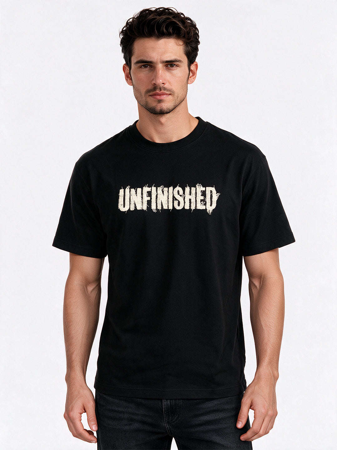 Men's Blended Printed Round Neck Regular Fit T-Shirt