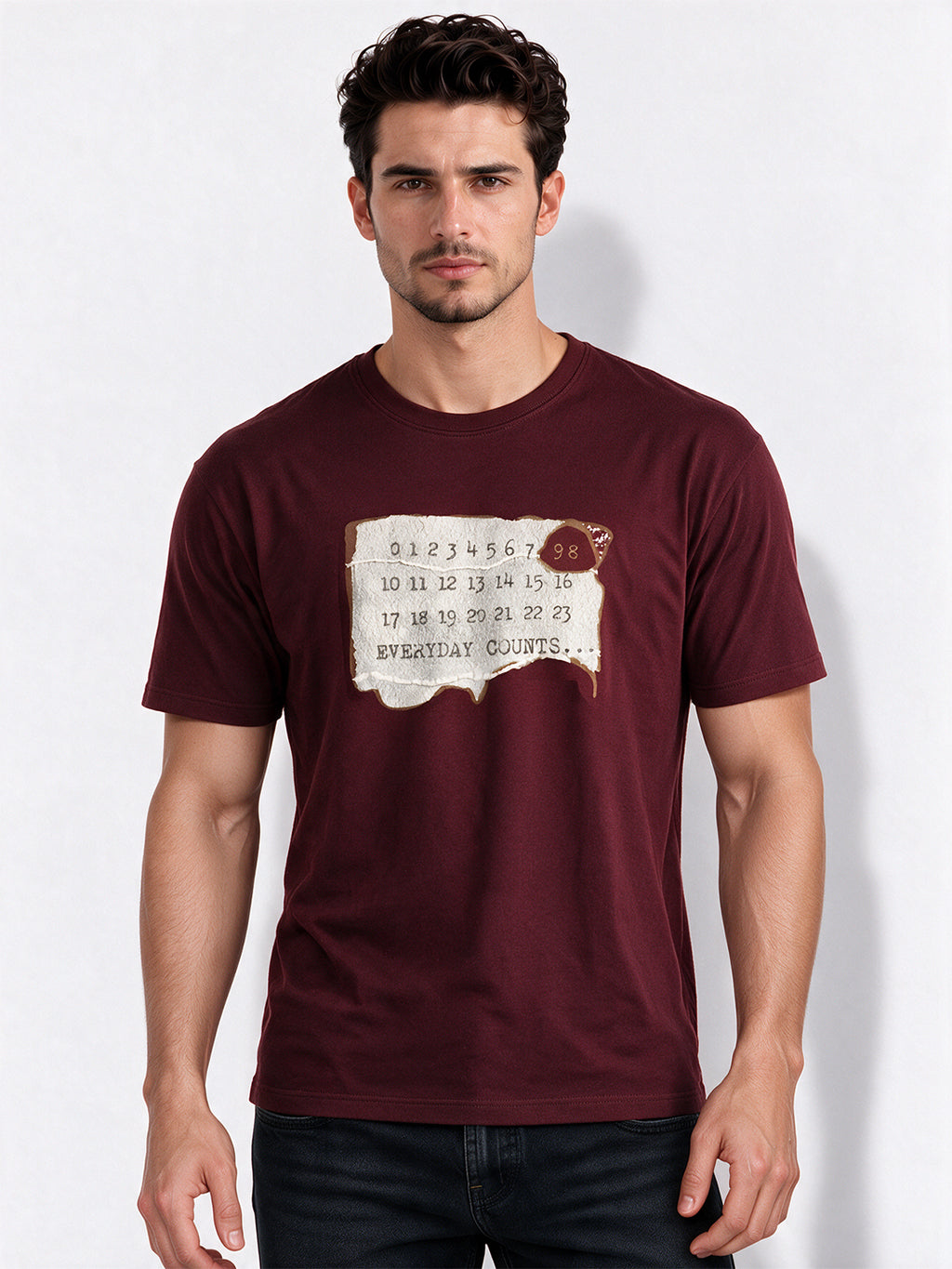 Men's Cotton Blend Printed Round Neck Regular Fit T-Shirt
