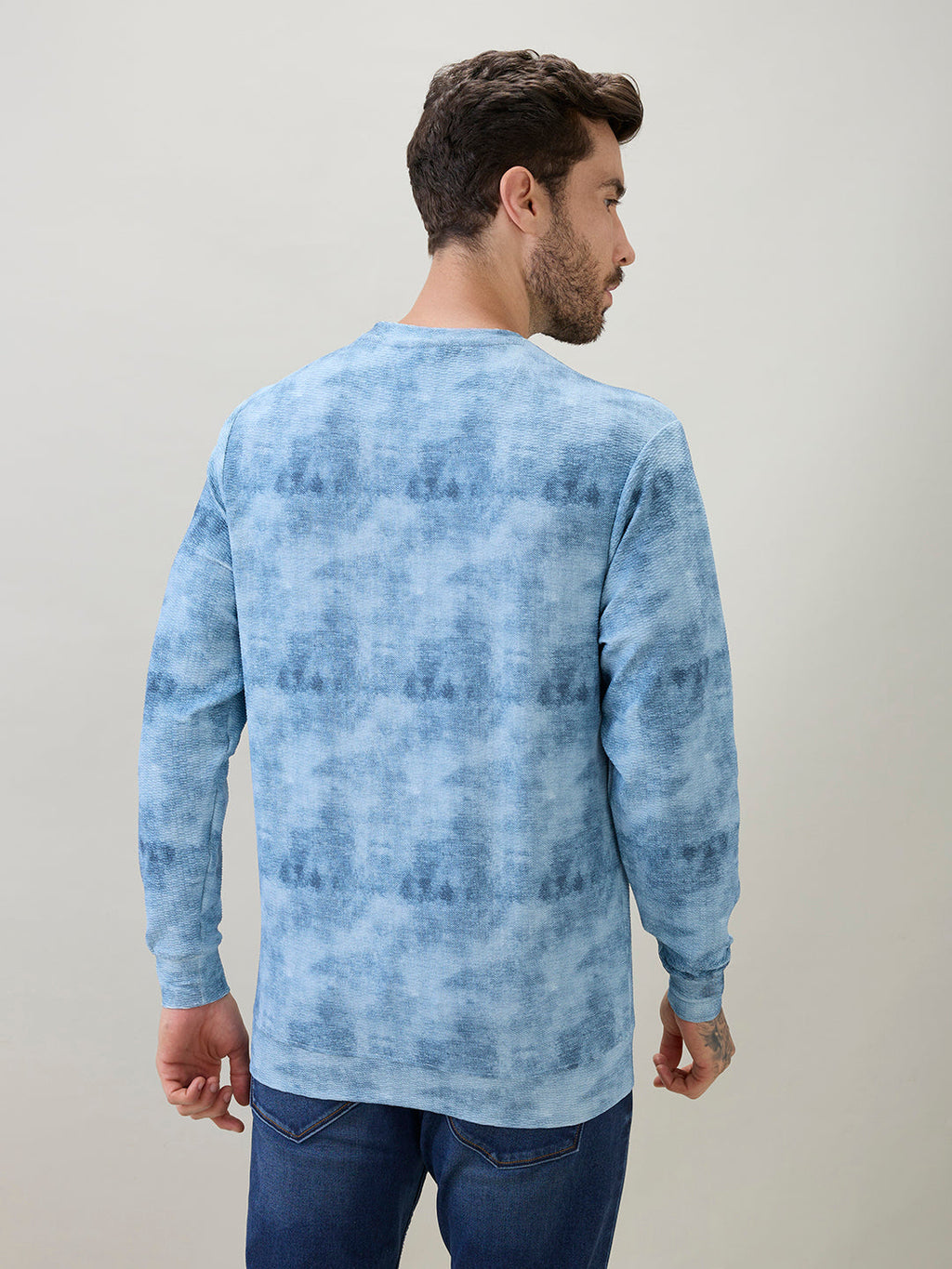 Men's Typography Printed Round Neck Full Sleeve Regular Fit T-Shirt
