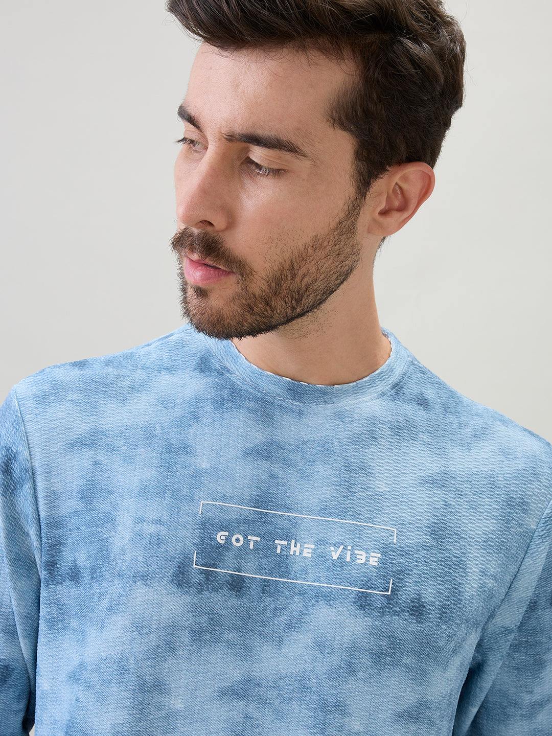 Men's Typography Printed Round Neck Full Sleeve Regular Fit T-Shirt